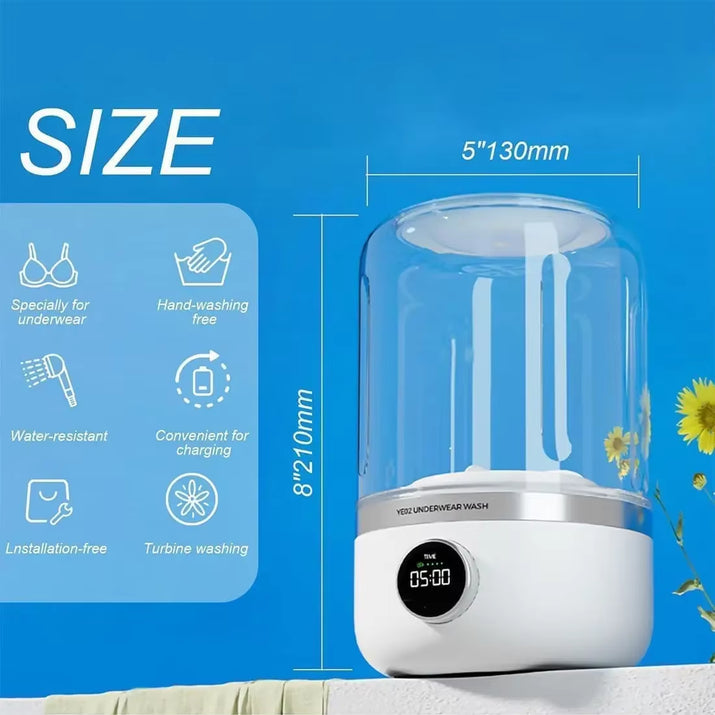 Wireless Washing Machine Portable Underwear Cleaner 1L Mini Socks Washing Machine Dehydratable Laundry Bucket